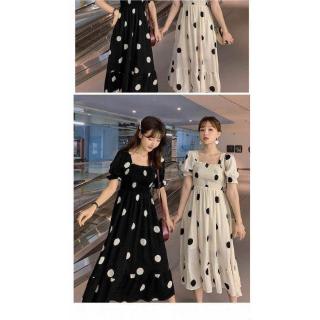 Đầm Tay Phồng Họa Tiết Chấm Bi
