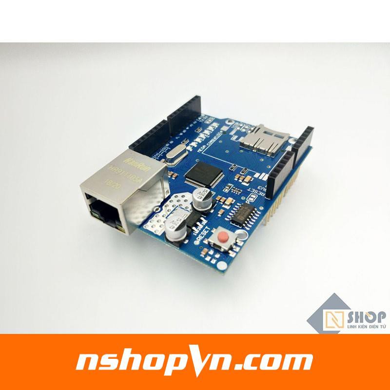 Arduino Ethernet Shield tích hợp  khe cắm thẻ micro SD, phục vụ qua mạng  tương thích Arduino Uno và Mega