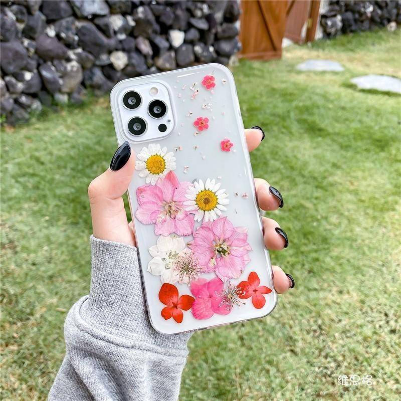 Ốp Điện Thoại Silicon Mềm Trong Suốt Họa Tiết Hoa Khô Cho iPhone 13 12 11 Pro MAX Mini X XS MAX XR SE 2022 2020 7 8 Plus