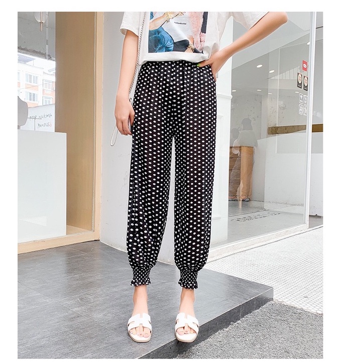 Quần Jogger Nữ năng động hàng Quảng Châu freesize từ 35-60kg. Quần Caro thiết kế Bo Gấu được chọn mẫu