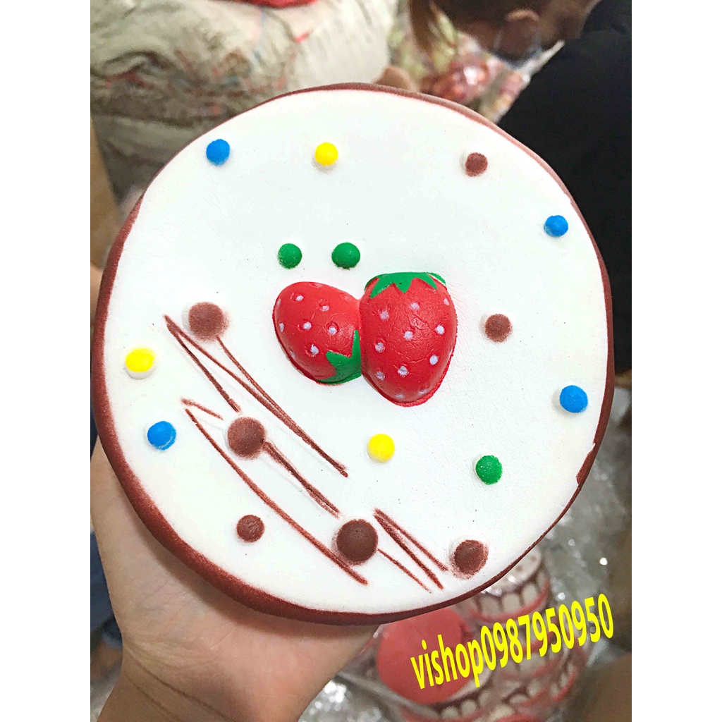 Squishy Lớn JUMBO Hình bánh gato 2 dâu Đồ Chơi Xốp Giảm Stress Hình mềm mịn dễ Thương đàn hồi Cho Bé