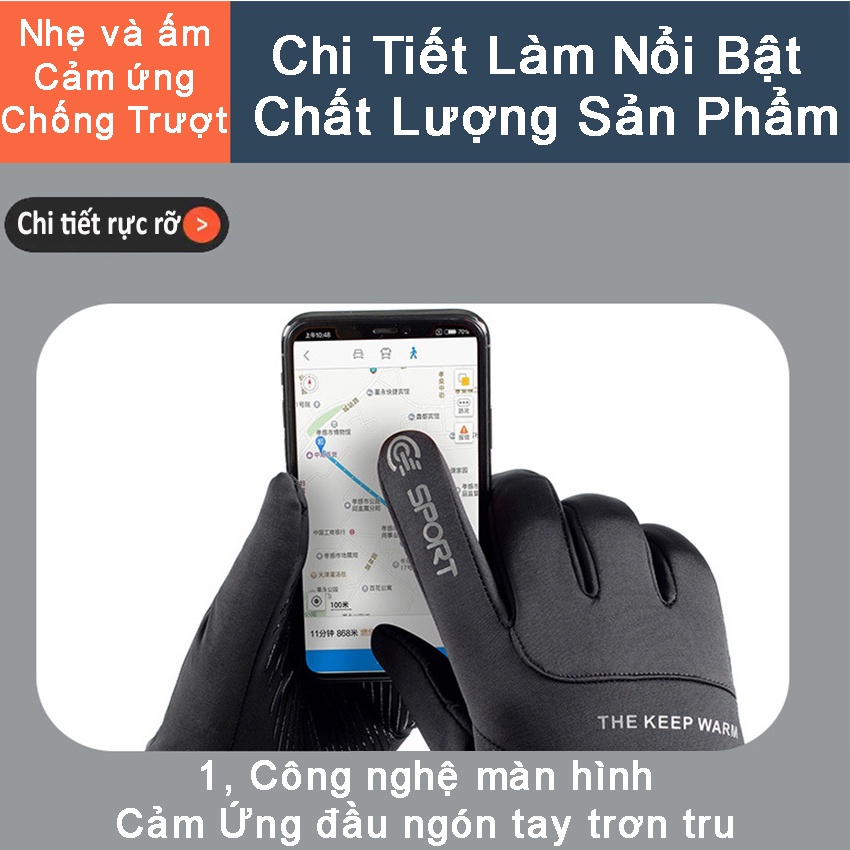 Găng tay xe máy chống nắng SPORT cảm ứng giữ ấm chống gió sương lạnh Bao tay chống nắng nam nữ xe máy đi phượt bảo vệ