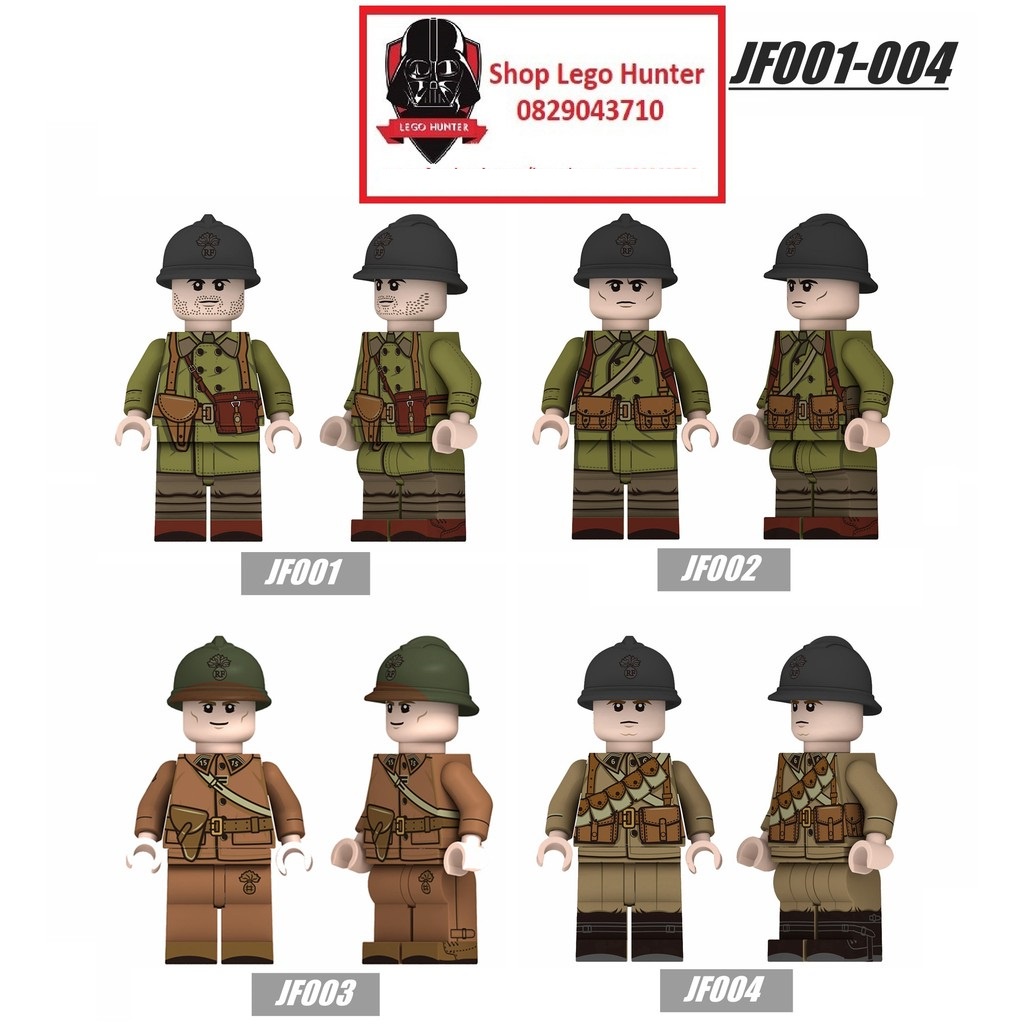 Xếp hình Army WW II minifigures mô hình lắp ráp Lính Pháp thế chiến 2 JF 001 - 004