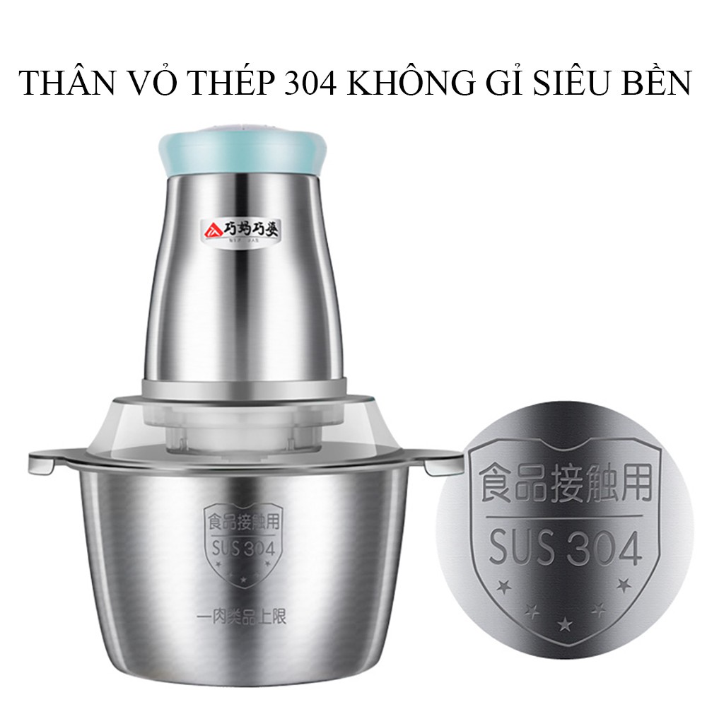 Máy xay thịt (loại cối Inox và nhựa) 4 Lưỡi Đa Năng, Xay thịt, xay tỏi ới, xay rau củ quả, bảo hành 2 năm