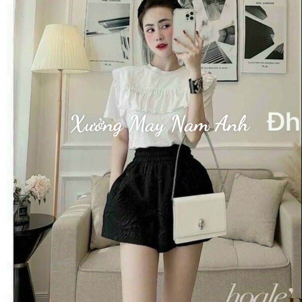 Quần Short Nữ Lưng Chun Dập Hoa Nổi 3D Lên From Xinh | BigBuy360 - bigbuy360.vn
