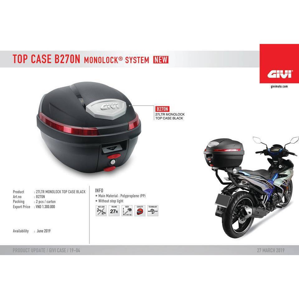Thùng sau GIVI B270N  chính hãng - PHƯỢT KING