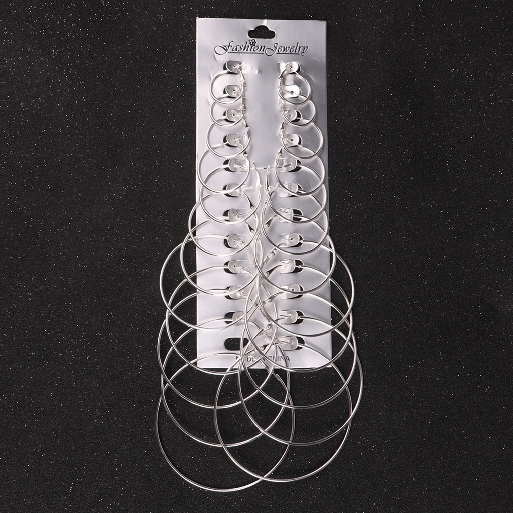 Bộ 12 đôi bông tai khoen tròn cá tính cho nữ