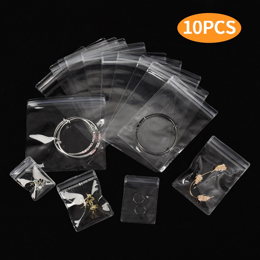 Set 10 Túi Zip Đựng Trang Sức Chất Liệu Nhựa PVC Dày Dặn Chống Oxy Hóa