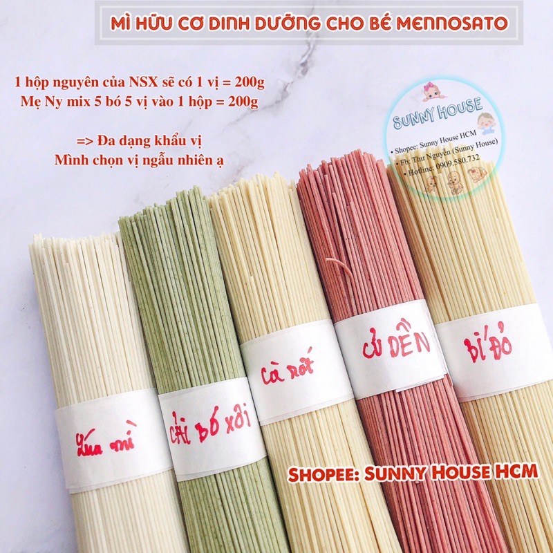 Mì ăn dặm hữu cơ dinh dưỡng Mennosato cho bé từ 7m (mỳ sợi rau củ tách muối)