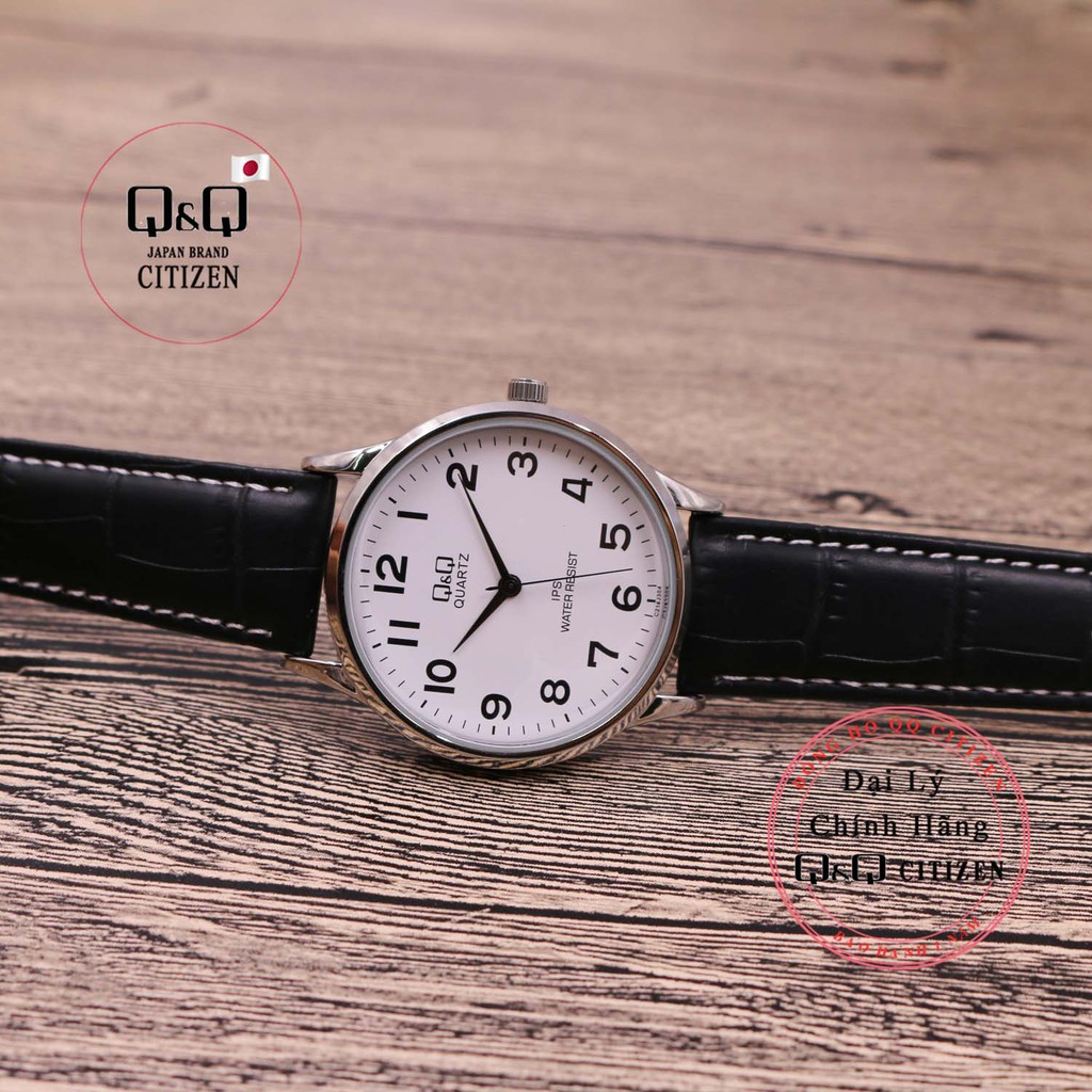 Đồng hồ nam Q&amp;Q Citizen C214J304Y dây da thương hiệu Nhật Bản
