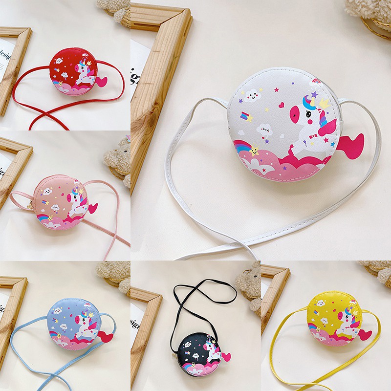 Túi đeo chéo mini bằng da PU in họa tiết hoạt hình dễ thương cho bé gái