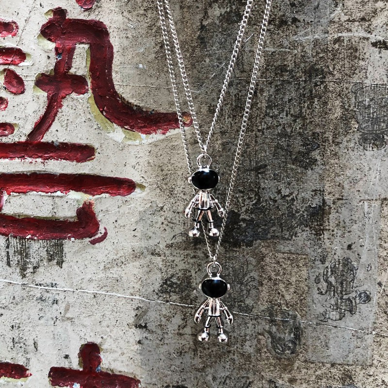 Dây Chuyền Bằng Thép Titan Thời Trang 1239500Dây Chuyền Mặt Phi Hành Gia Phong Cách Hiphop Hàn Quốc