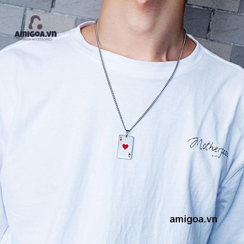 ✨✨Vòng cổ Thép Titan Mặt Hình Lá Bài Tây Thời Trang Âu Mỹ