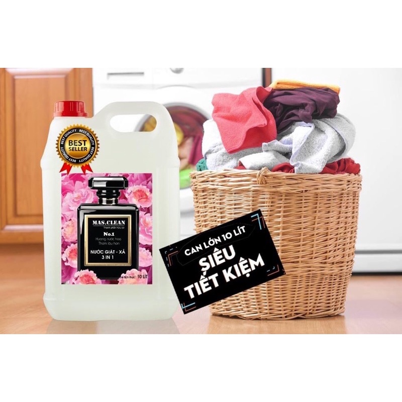 NƯỚC GIẶT 10LÍT GIẶT XẢ THẢO MỘC HỮU CƠ HƯƠNG NƯỚC HOA No1