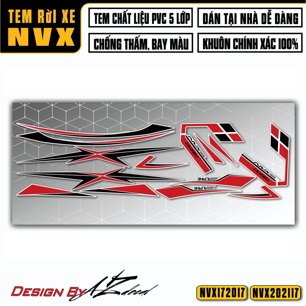 Tem Rời Xe NVX 125,155 Mẫu Tem Thiết Kế | NVX17 | Decal Chế Chất Liệu Decal Cao Cấp Chống Nước, Bền Màu