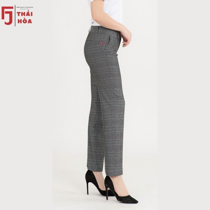 Quần tây nữ công sở 9 tấc 2 ly chìm đẹp kẻ caro Thái Hoà 2c221-02-01