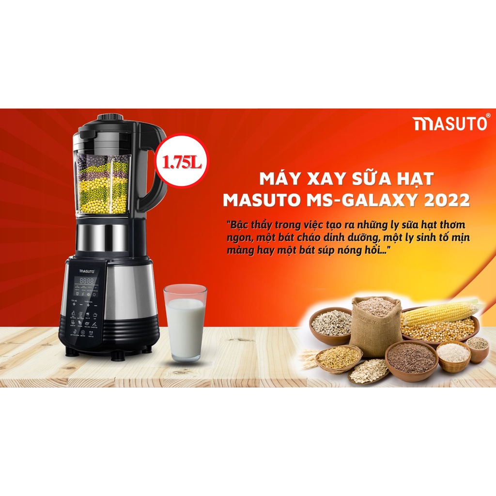 Máy Xay Nấu Sữa Hạt MASUTO Đa Năng 1.75L , xay sinh tố, thực phẩm , rau củ quả , thức ăn dặm cho bé ,nghiền đá MS-GALAXY