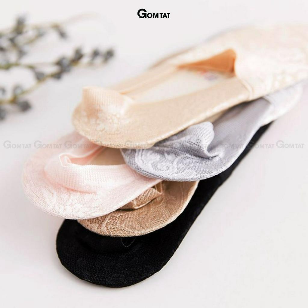 Tất lười nữ đi giày búp bê GOMTAT chất liệu lụa phối ren cao cấp, có bo thun chống tuột gót - LUAREN-PO-3028-1DOI