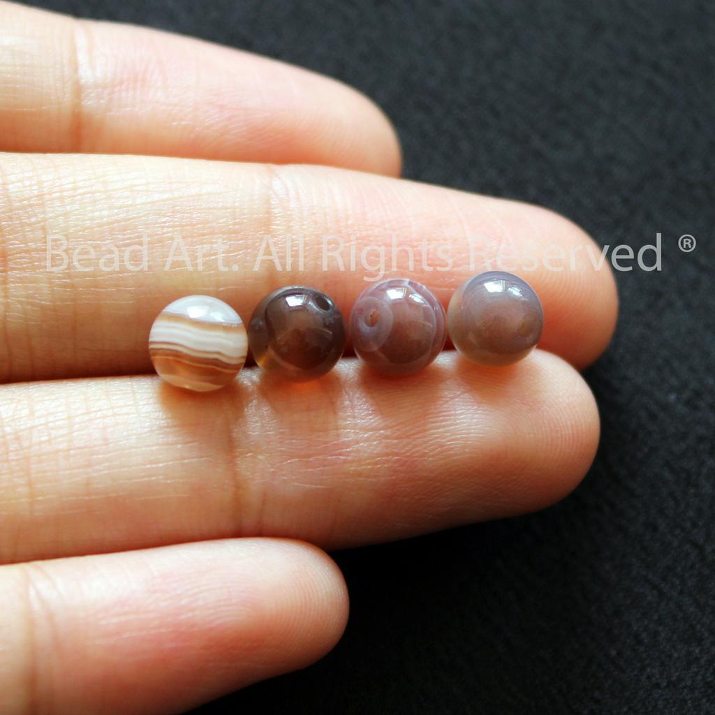 6MM Đá Agate Xám Đỏ, Phối Vòng Tay Phong Thuỷ, Chuỗi Hạt, Trang Sức S50 - Bead Art