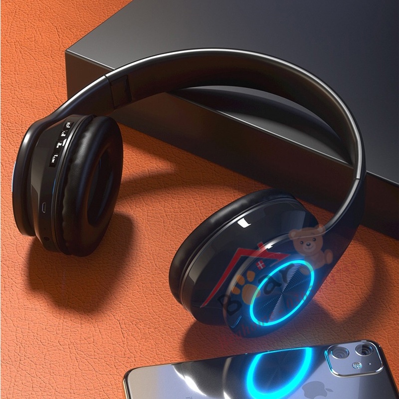 Tai nghe bluetooth chụp tai có đèn led, có micro đàm thoại. Headphone chơi game đỉnh cao, độ delay thấp, âm thanh HIFI