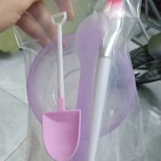 Combo 10 bộ chén pha mặt nạ (gồm 1 chén,  1 cọ, 1 que,  1 xẻng)