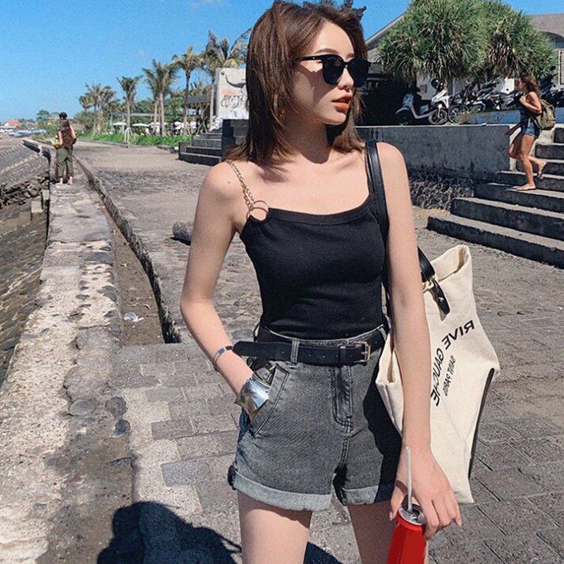 [Mã FASHIONT4WA2 giảm 10K đơn 50K] Áo sát nách hai dây mảnh thiết kế cổ chữ U quyến rũ | BigBuy360 - bigbuy360.vn