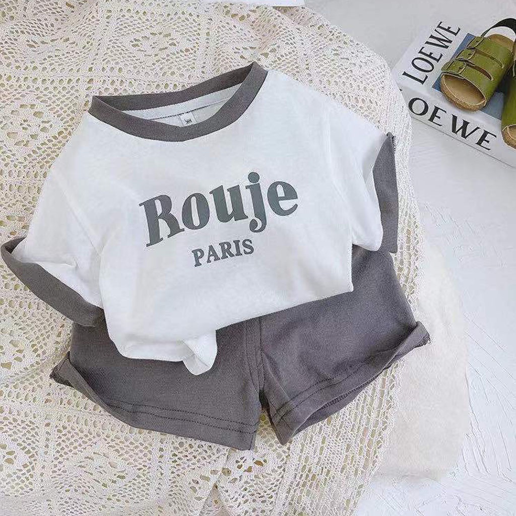Bộ Cộc Tay In Chữ Rouje Paris, Quần Áo Cho Bé Trai Siêu Hot Cho Bé Từ 7-28kg - LILA KIDS