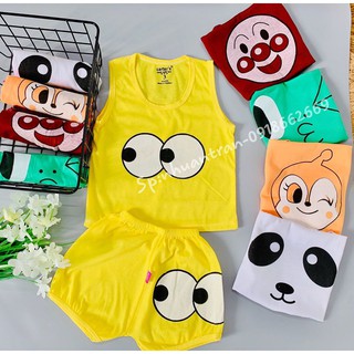 (Shop tự chụp) Set 5 bộ sát nách cảm xúc chú hề ngộ nghĩnh 100% cotton
