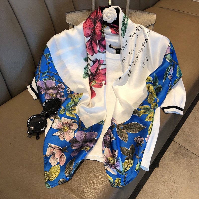 Khăn lụa vuông bản to 90x90cm - khăn quàng cổ thời trang cao cấp