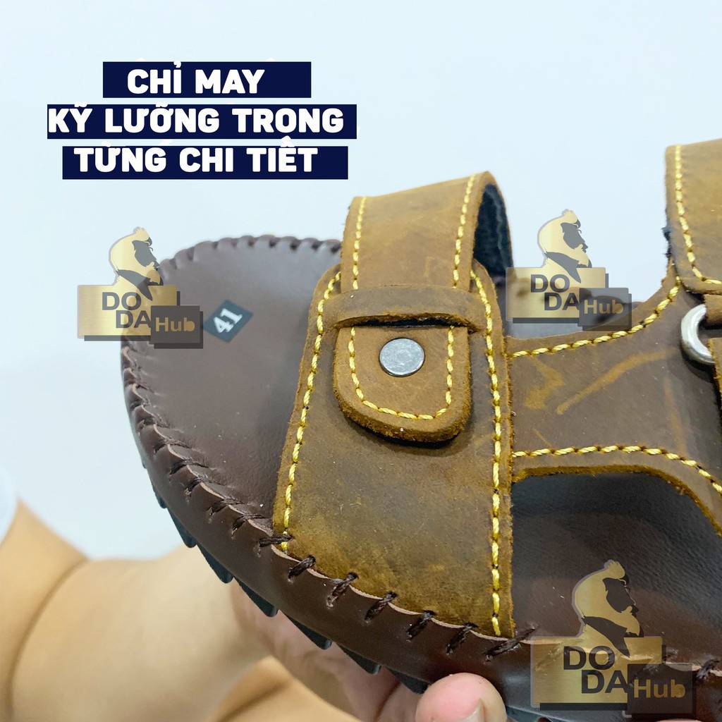 Dép nam quai ngang BH1 NĂM phiên bản Đế Cải tiến Da bò 3 màu Đức Trí Dép da nam MXK01