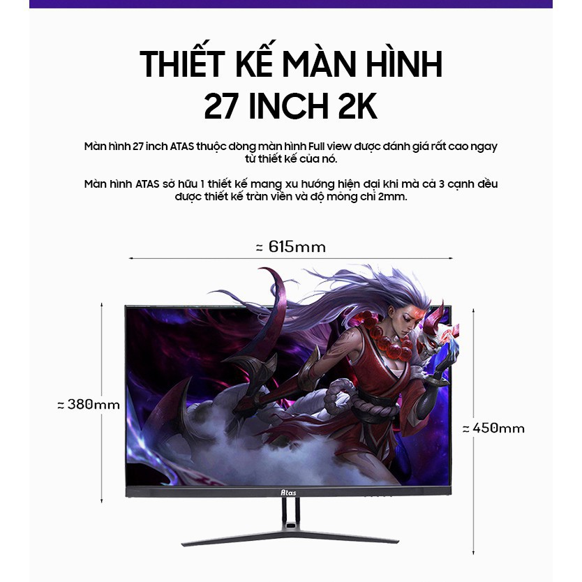 [Minhha] Màn hình máy tính 27 inch 2K ATAS MD270B - Tần số quét 75HZ - Tấm nền IPS - BH 3 năm 84 21