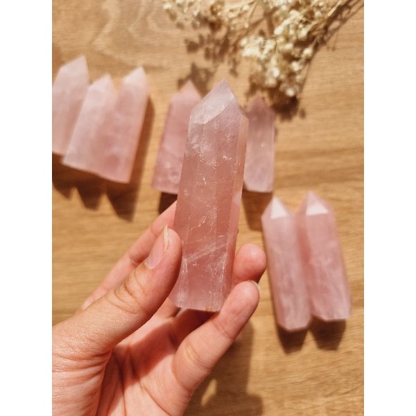Trụ đá thach anh Hồng (Rose Quartz ), trụ đá thanh tẩy trong Tarot, Reiki, thiền định, phong thủy