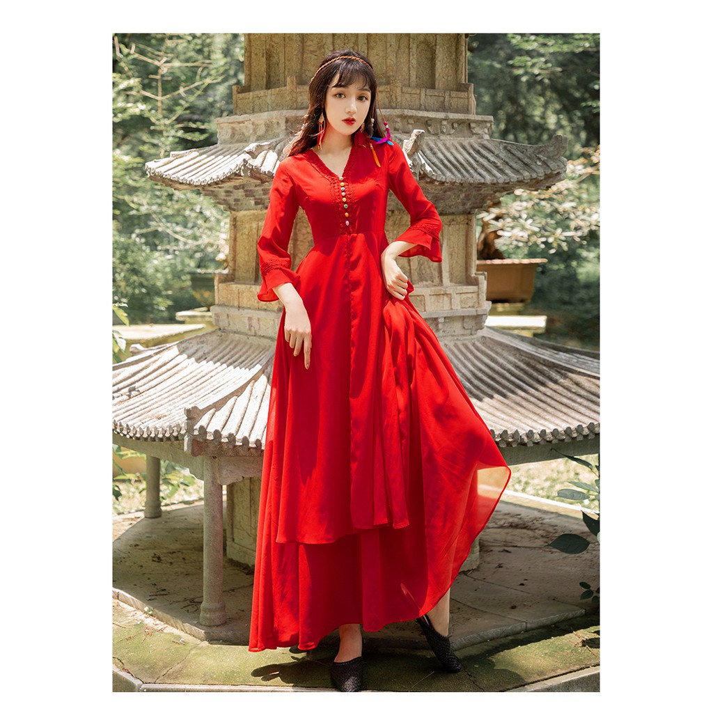 Váy Maxi Vintage Sa Mạc Đỏ