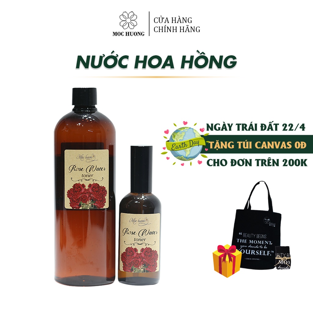 Nước Hoa Hồng Nguyên Chất MỘC HƯƠNG Giúp Se Khít Lỗ Chân Lông, Làm Dịu Da, Dưỡng Da 100ml - 500ml