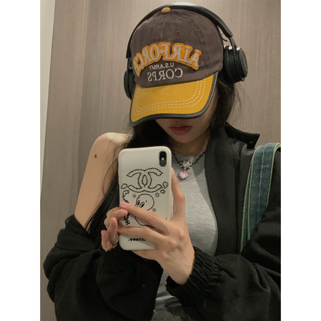 Mũ Lưỡi Trai Thêu Chữ Y2K Phong Cách Đường Phố Nhật Bản
