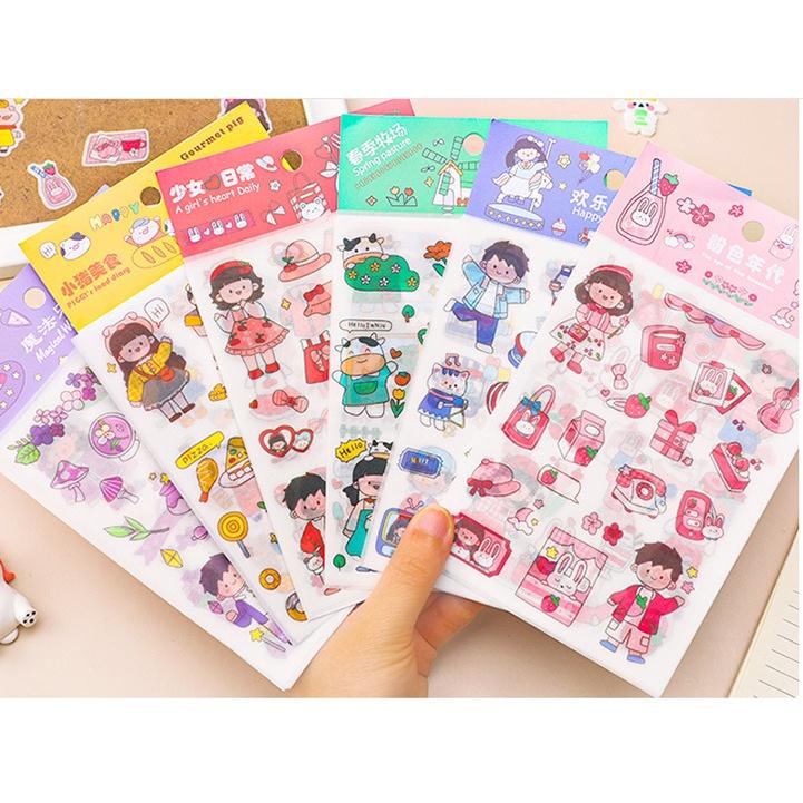 Set 4 Tấm Nhãn Dán Sticker Kích Thước 10,4cm x 14cm Trang Trí Đa Năng Phụ Kiện Dễ Thương Cho Cả Người Lớn Và Trẻ Nhỏ