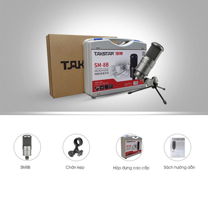 Mic Takstar SM8B dùng thu âm livestream karaoke chạy nguồn 48v phù hợp cách dòng sound card chính hãng