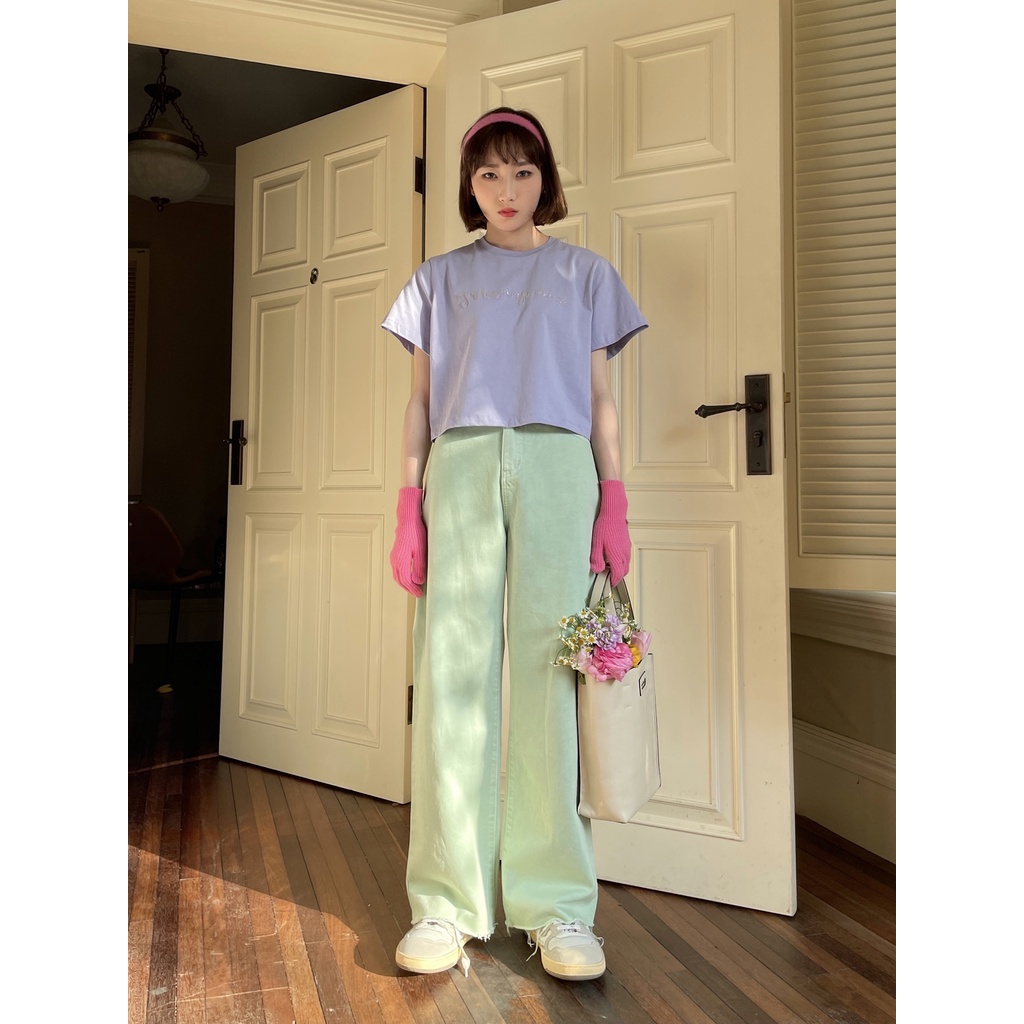 Quần Jean Lưng Cao Ống Rộng Thời Trang Cá Tính Dành Cho Nữ