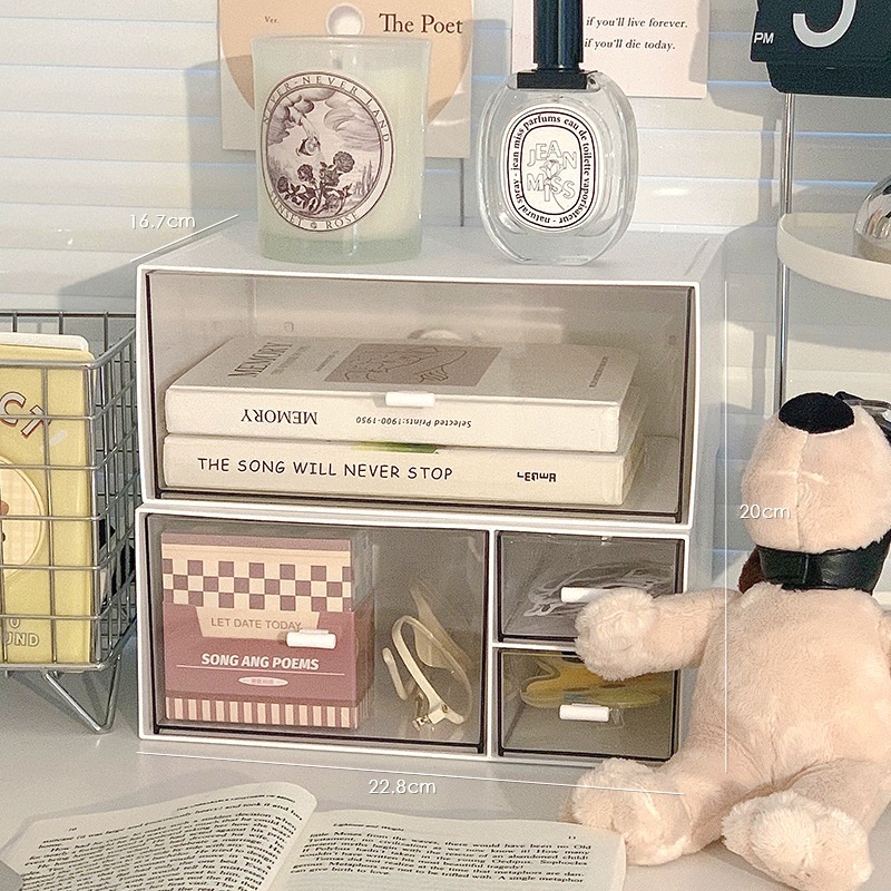 Hộp Đựng Mỹ Phẩm Để Bàn Nhiều Ngăn Chống Bụi Tiện Dụng