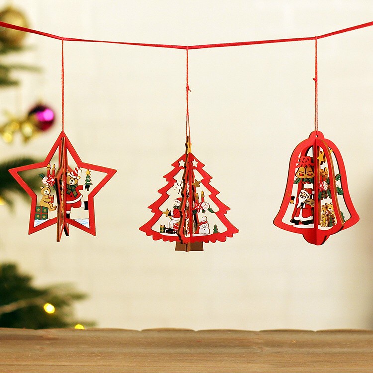 Dây Treo Trang Trí Giáng Sinh Cao Cấp Bằng Gỗ - 3 Mẫu trang trí noel cây thông decor trang trí