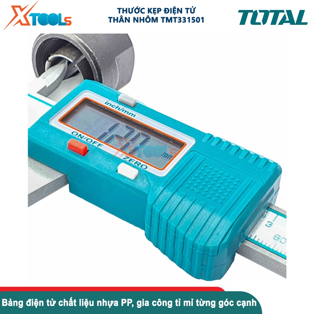 Thước kẹp điện tử TOTAL TMT331501, thước cặp thân nhựa phạm vi đo: 0-150mm, sử dụng pin 3A - CHÍNH HÃNG - XTOOLS