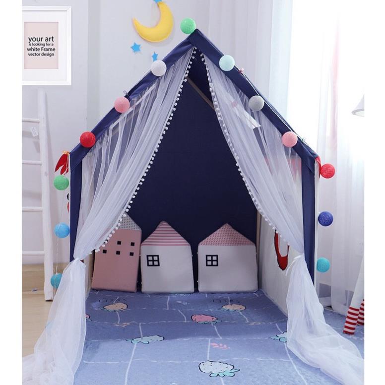 [HÀNG CHẤT] Lều Cho Bé Ngủ Chơi - Ngôi nhà hoàng tử công chúa trẻ em khung gỗ vải canvas cao cấp kích thước lớn