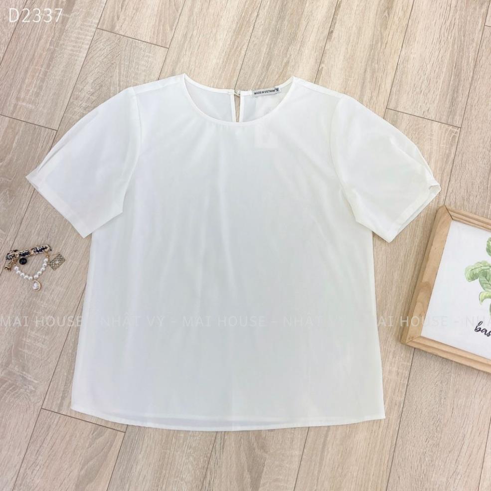 Áo Nữ NHẬT VY Dáng Suông Cổ Tròn Basic Chất Cotton Màu Trắng - D2337