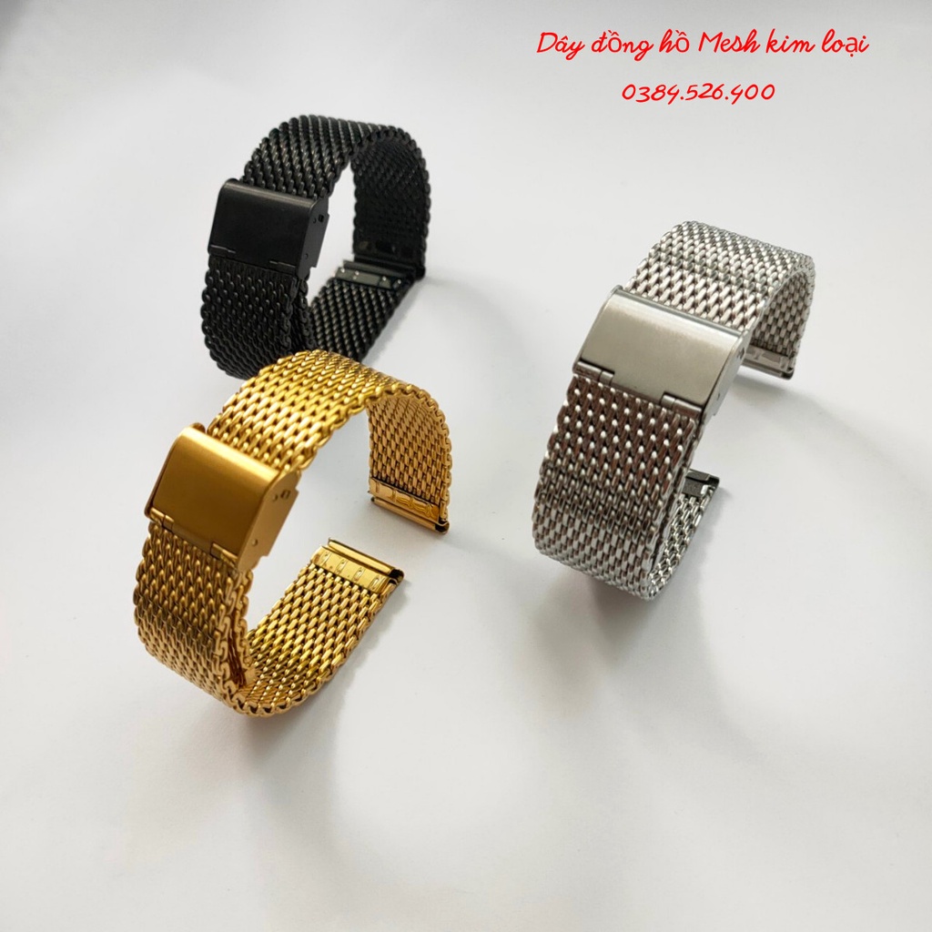 Dây kim loại - Dây đồng hồ Mesh thiết kế đơn giản, đeo ôm tay.