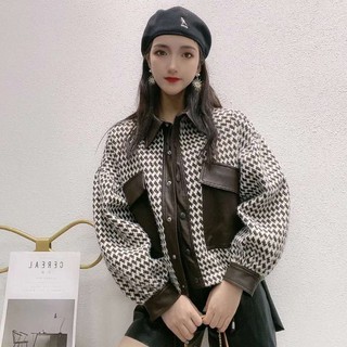 Dụng cụ trang trí chất lượng cao❤Áo khoác da PU dáng ngắn thời trang thu đông cho nữ