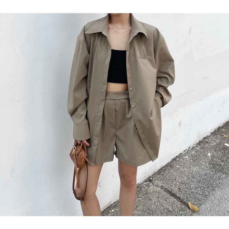 Set áo sơmi + quần trendy Nâu