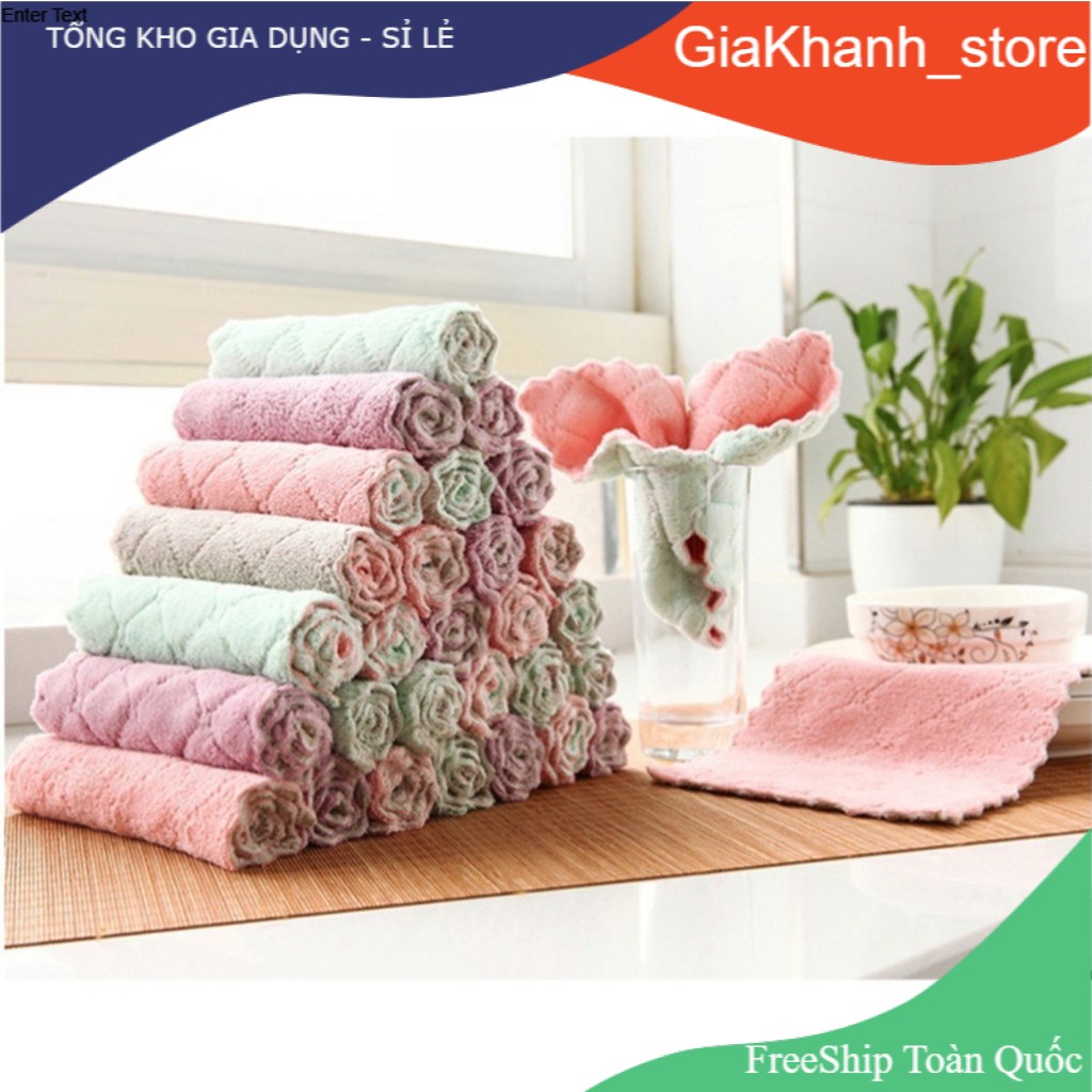 Combo 10 Khăn Lau Bàn Lau Bếp Đa Năng Siêu Thấm Mềm Mịn 2 Mặt Ziczac