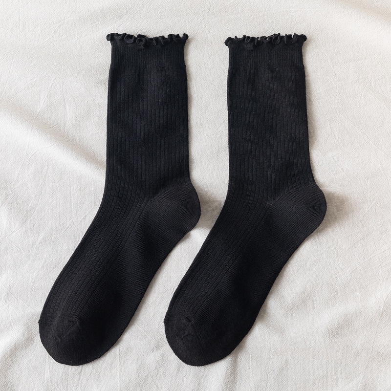 Vớ cotton Mềm Phối Ren Nhún Bèo Chất Lượng Cao Thoải Mái Dễ Thương Cho Nữ
