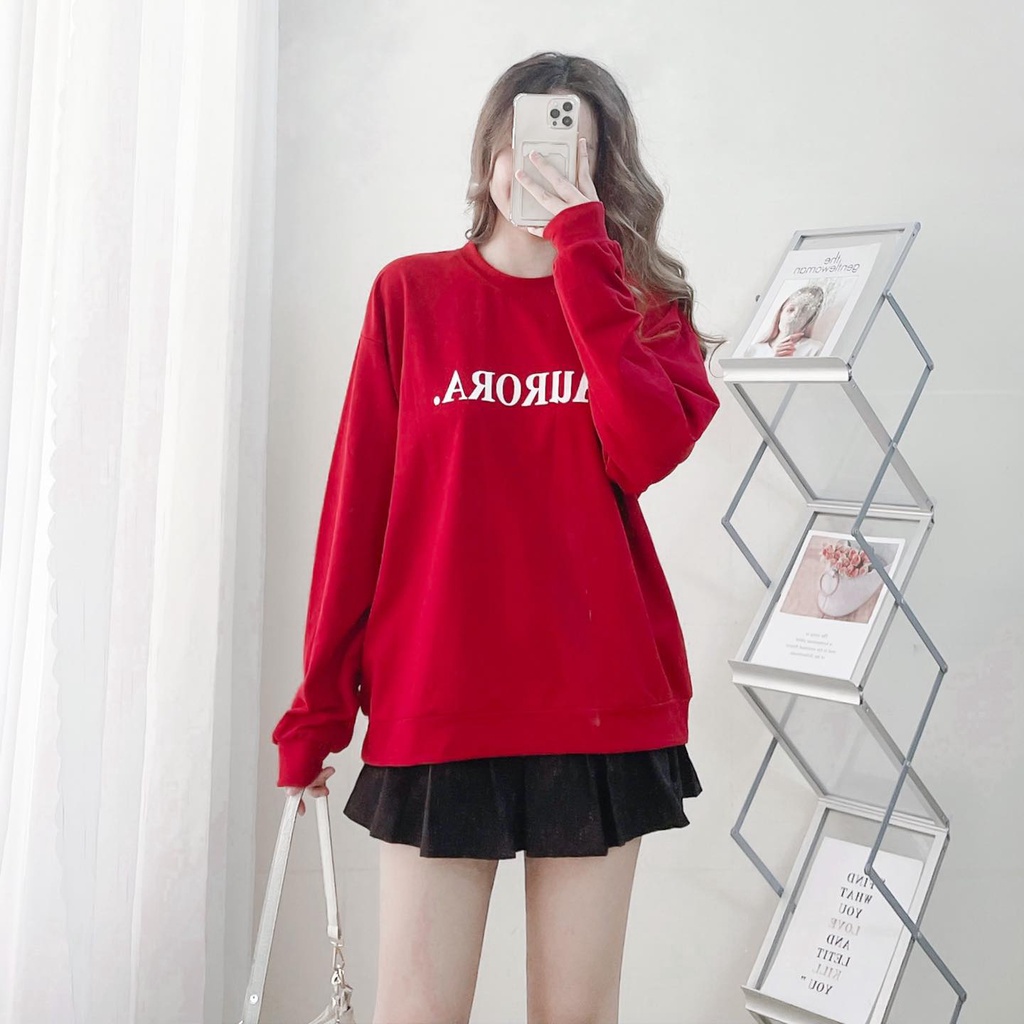 Áo hoodie nữ cổ tròn tay dài bo đỏ da cá CHIBEST LAA1241 | BigBuy360 - bigbuy360.vn