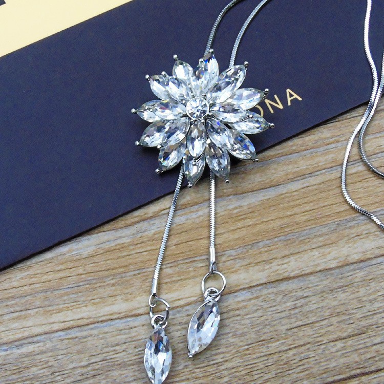 [ xả kho ] VÒNG CỔ BẠC HOA ĐÍNH ĐÁ VC002